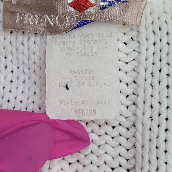 Vintage 70s French MOD Sweaters Womens Medium 21x23 White - Picture 7 of 10